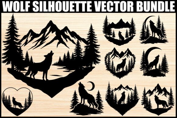 Download Wolf Silhouette Vector SVG Bundle - Wolf Collection