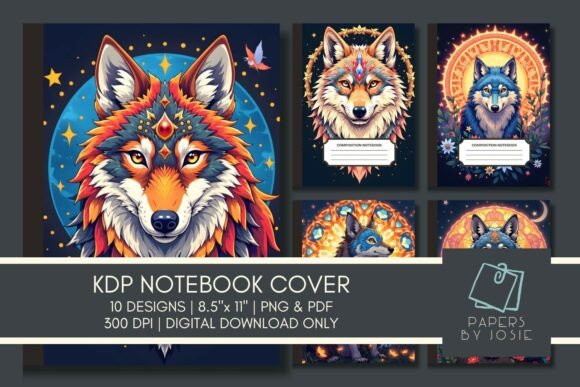 Download Wolf Mandala Pattern KDP Notebook Cover - Wolf Collection