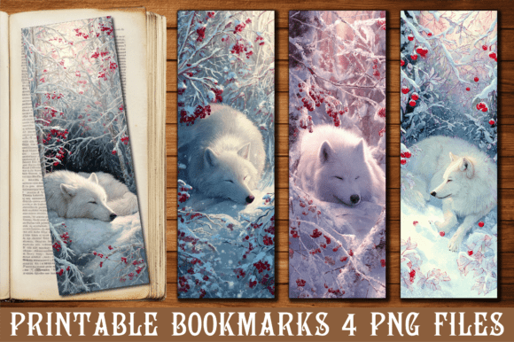 Download Snowy Winter White Wolf Sleep Bookmark - Wolf Collection
