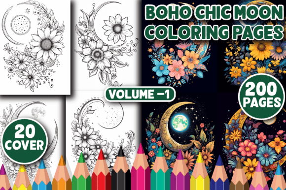 Download 200 Boho Chic Moon Coloring Pages V - 1 - Boho Collection