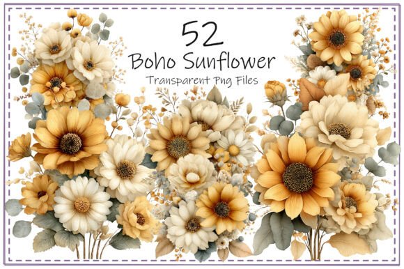 Download Boho Sunflower Clipart Bundle - Boho Collection