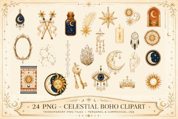 Download Celestial Boho Clipart Set - Boho Collection