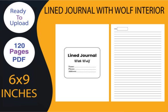 Download Lined Journal with Wolf | KDP Interior - Wolf Collection