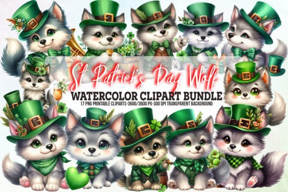 Download St Patrick’s Day Cute Wolf Sublimation - Wolf Collection