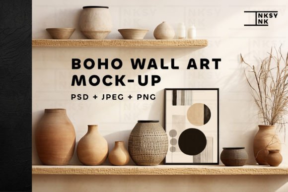 Download Boho Wall Art Mockup | Picture Frame PSD - Boho Collection