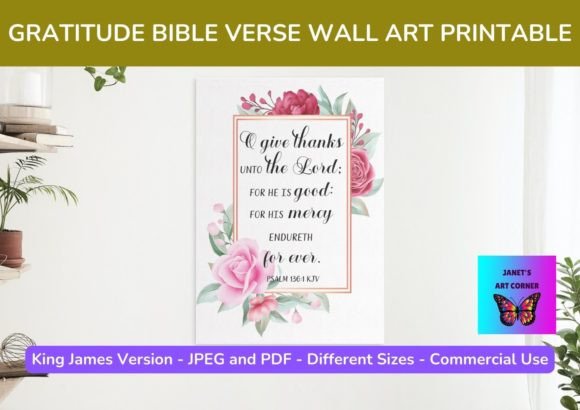 Download Gratitude Bible Verse Wall Art Printable - Wall art printable Collection