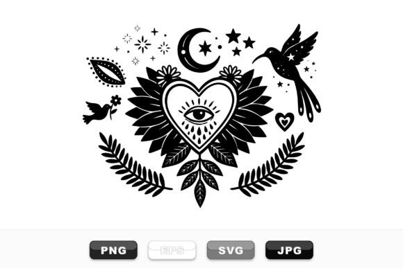 Download Mystic Heart Boho Clipart Set - Boho Collection