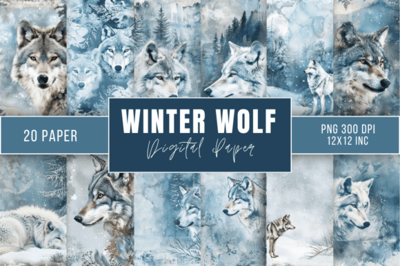 Download Winter Wolf Digital Paper Bundle - Wolf Collection