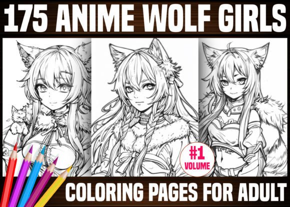 Download 175 Anime Wolf Girls Coloring Pages- KDP - Wolf Collection