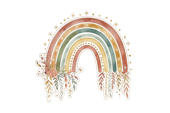 Download Boho Watercolor Rainbow Floral Decor - Boho Collection