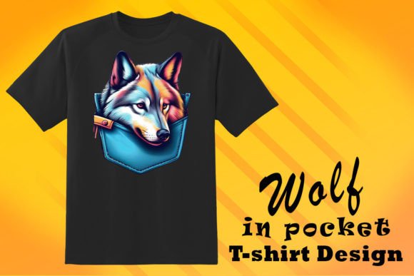 Download Pocket Wolf Lover Graphic T-Shirt Design - Wolf Collection