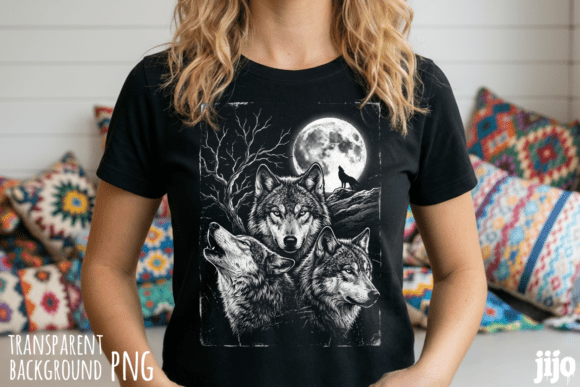 Download Wolf Three Heads Moon PNG - Wolf Collection