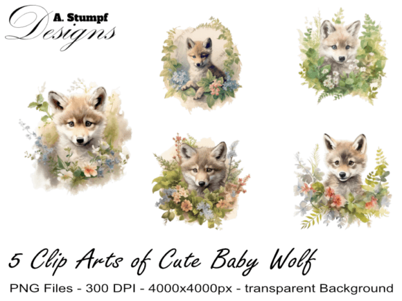 Download A Cute Baby Wolf Clip Art Bundle - Wolf Collection