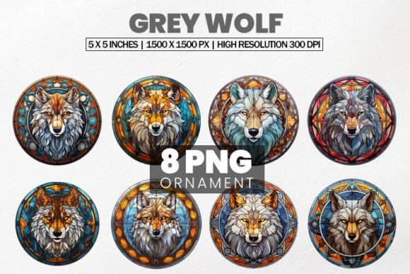 Download Grey Wolf Stained Glass 08 Variation - Wolf Collection