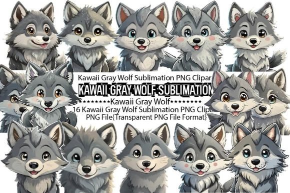 Download Kawaii Gray Wolf Sublimation Bundle - Wolf Collection
