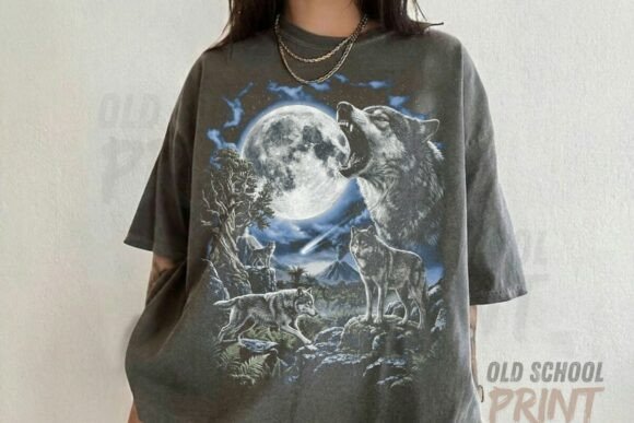 Download Wolf Hunting Ground,ICY Moon,retro Shirt - Wolf Collection