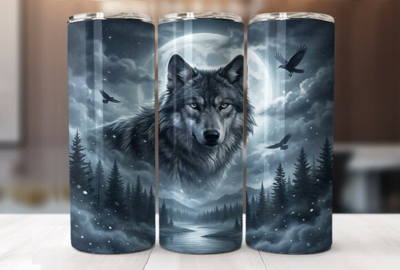 Download Moonlit Wolf Forest 20oz Tumbler Wrap - Wolf Collection