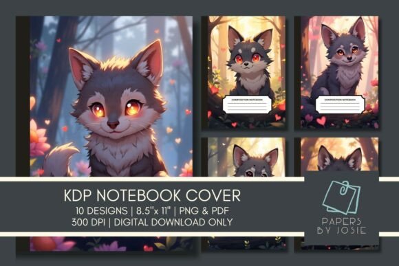 Download Cute Little Wolf KDP Notebook Cover - Wolf Collection