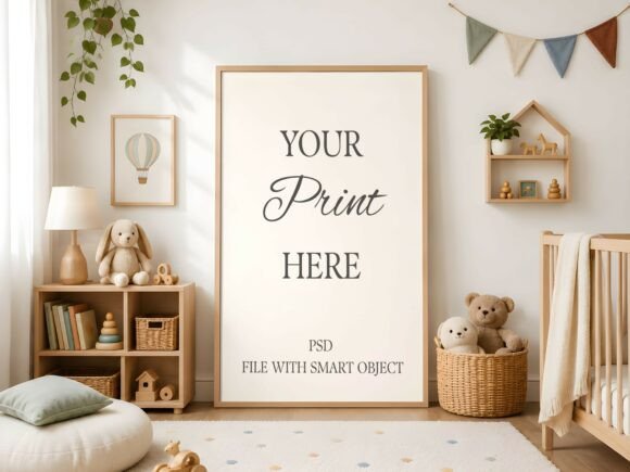 Download Boho Nursery Large Wood Frame Mockup - Boho Collection