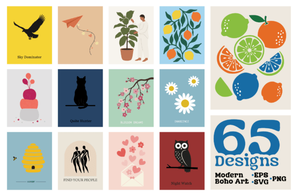 Download Modern Boho Art Illustration SVG Bundle - Boho Collection