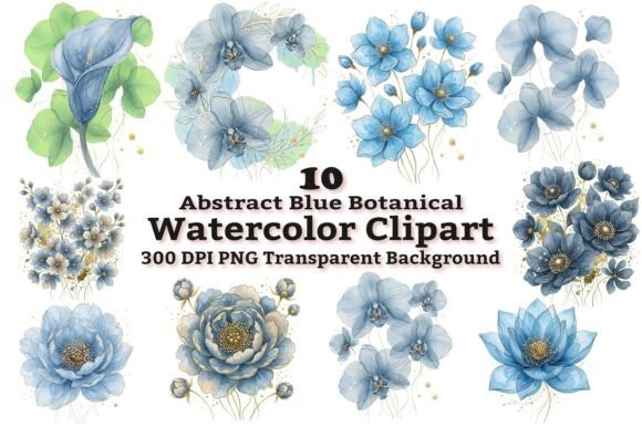 Download Abstract Blue Botanical Clipart Bundle - Botanical clipart bundle Collection
