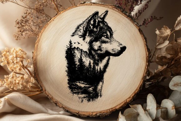 Download Wolf Head with Forest SVG - Wolf Collection