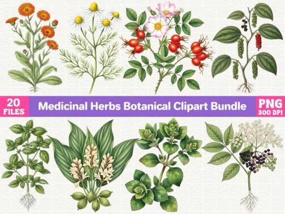 Download Medicinal Herbs Botanical Clipart Bundle - Botanical clipart bundle Collection