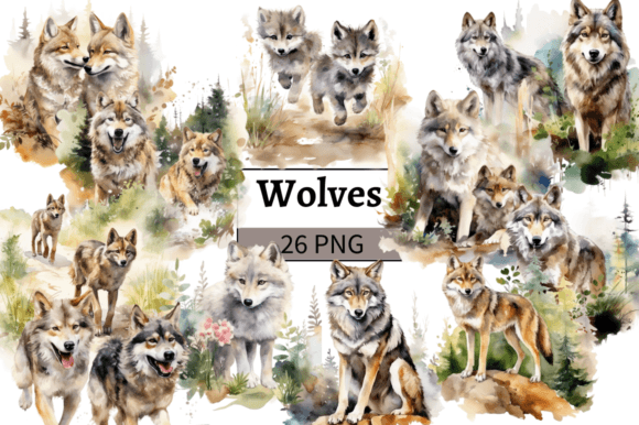 Download Watercolor Wolf Clipart Bundle - Wolf Collection