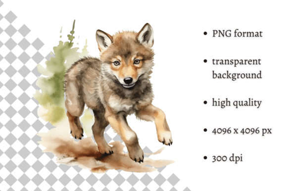 Download Cute Watercolor Baby Wolf Illustration - Wolf Collection