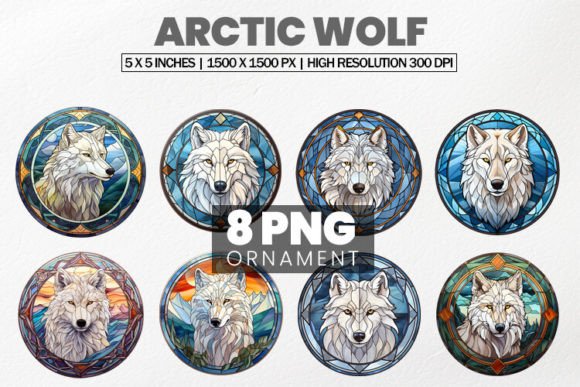 Download Arctic Wolf Stained Glass 08 Variation - Wolf Collection