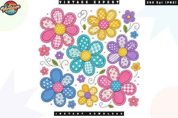 Download Retro Boho Floral Patchwork PNG - Boho Collection